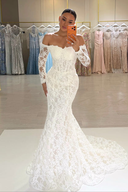 Lace Off-the-Shoulder Mermaid Wedding Dress