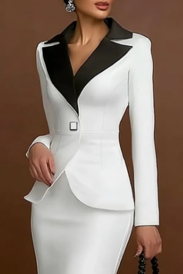Peplum Blazer and High-Low Mermaid Skirt Suit Set