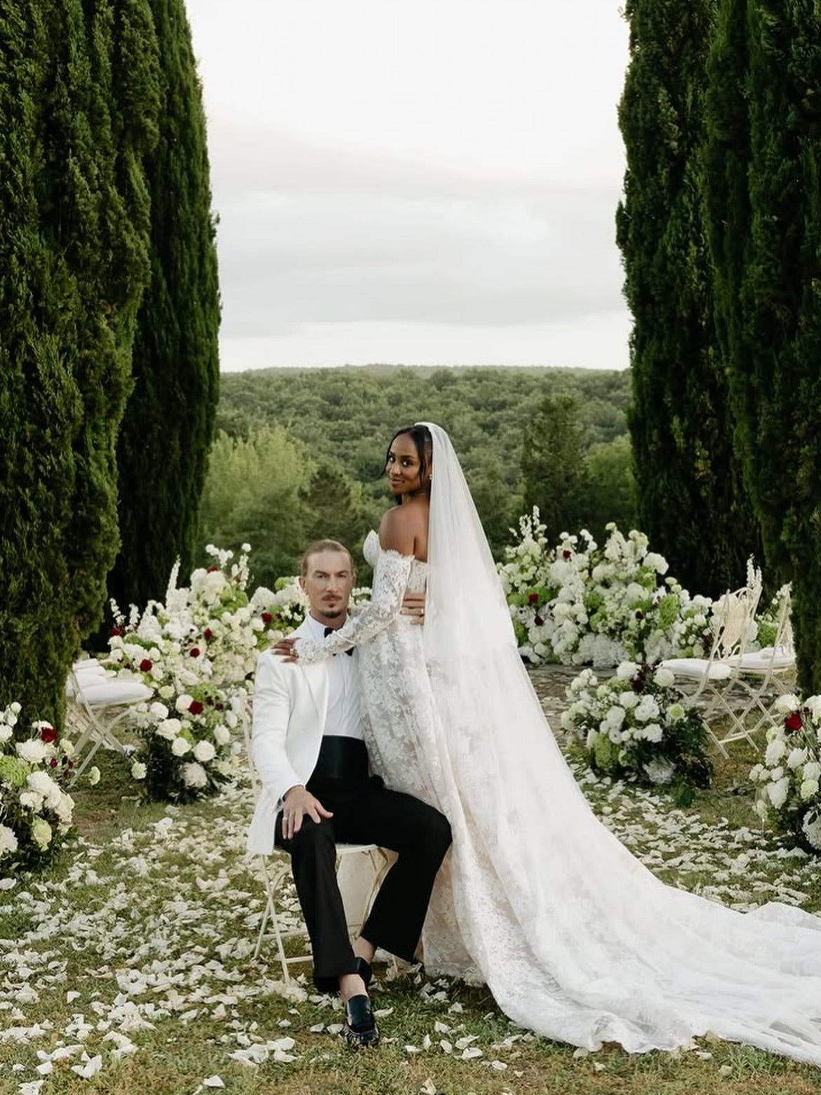 Floral Lace Long Sleeve A-Line Wedding Dress