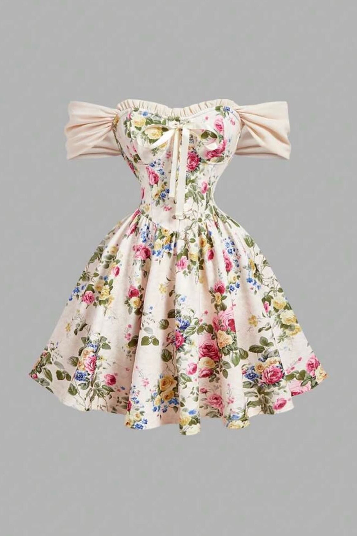 Floral Corset Off-the-Shoulder Mini Dress