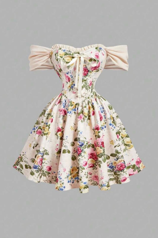 Floral Corset Off-the-Shoulder Mini Dress