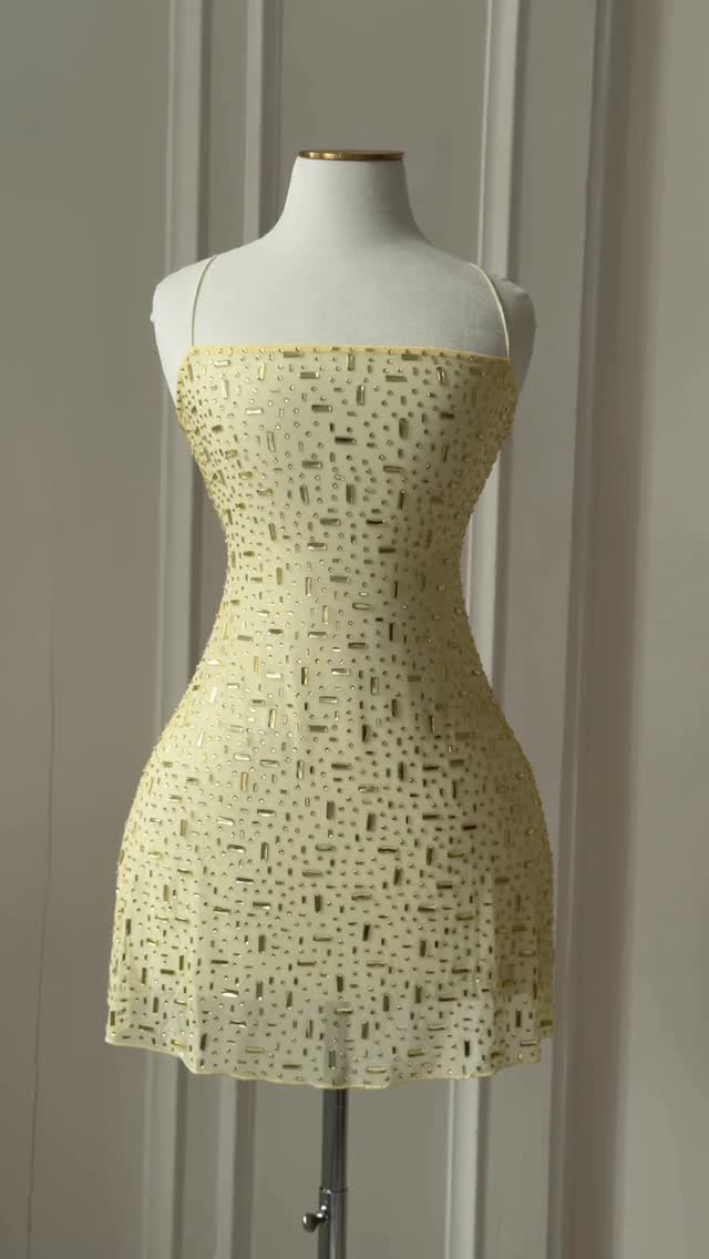 Strapless Crystal Embellished Fit and Flare Mini Dress