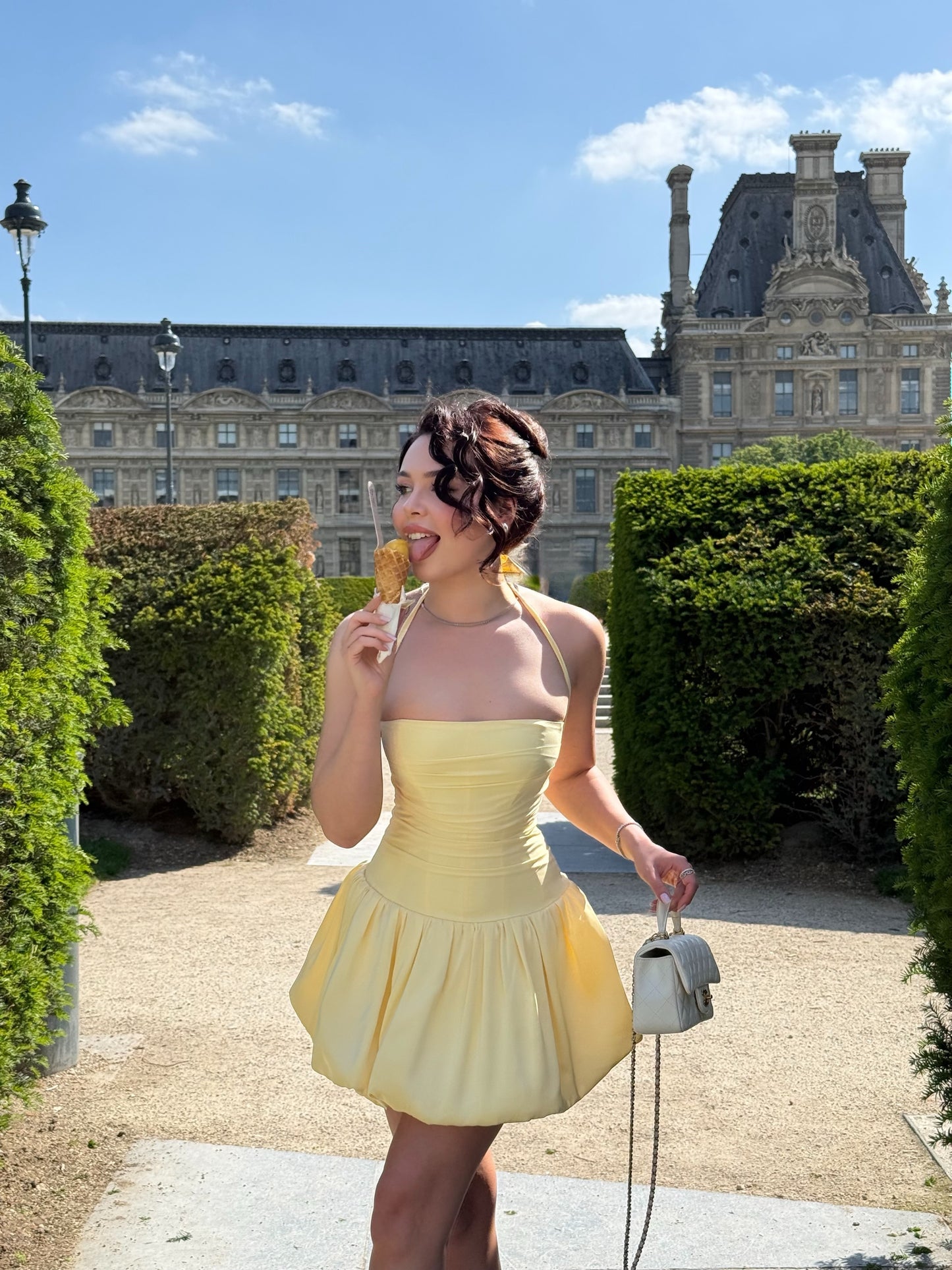 Halter Corset Mini Dress with Bubble Skirt