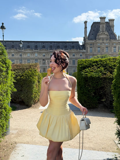 Halter Corset Mini Dress with Bubble Skirt
