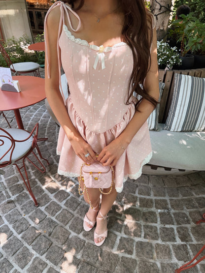 Sweetheart Corset Mini Dress with Lace Trim
