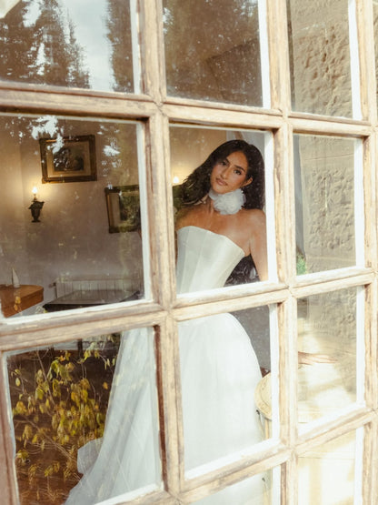 Strapless Corset Tulle Ball Gown Wedding Dress