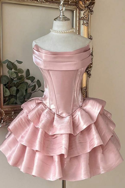 Off-the-Shoulder Corset Tiered Ruffle Mini Dress
