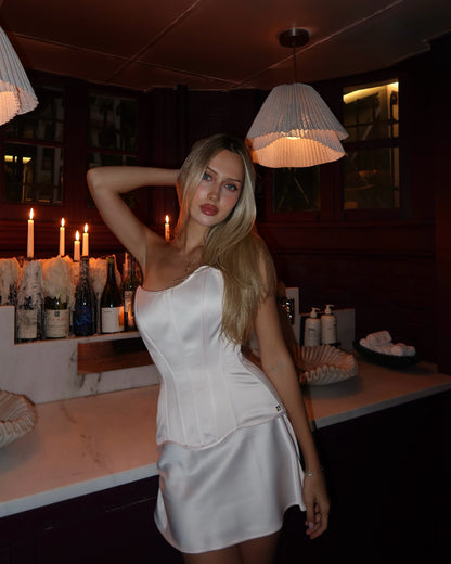 Strapless Corset Satin Mini Dress