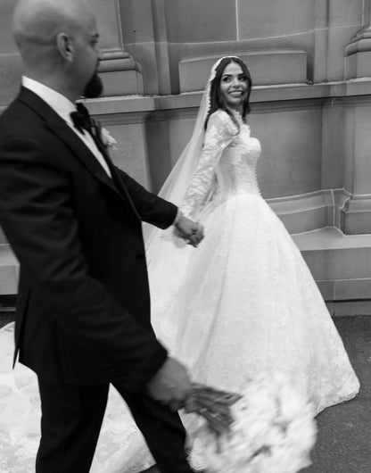 Lace Ball Gown Wedding Dress with Long Sleeves