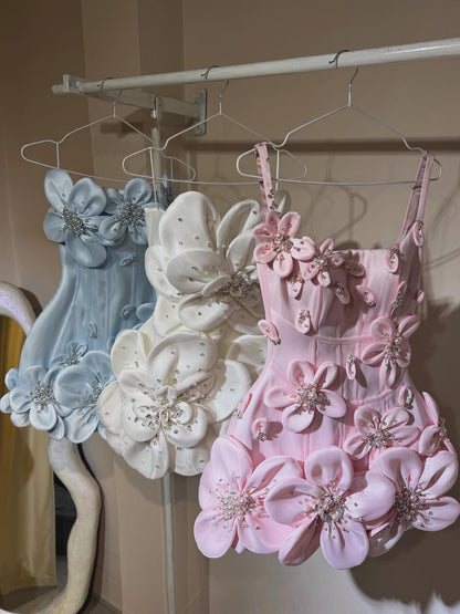 Floral Appliqué Corset Mini Dress