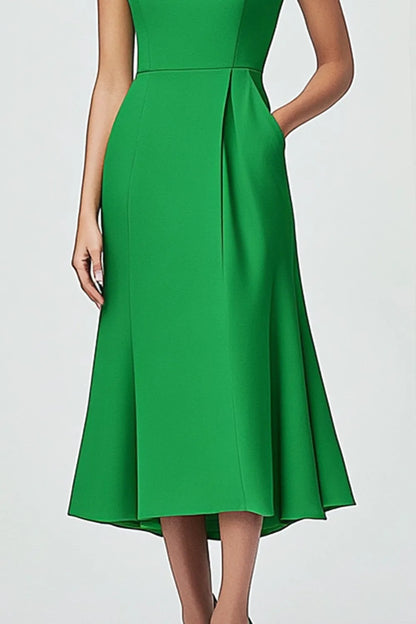 Short Sleeve Midi Dress with Pockets and Pleated Skirt