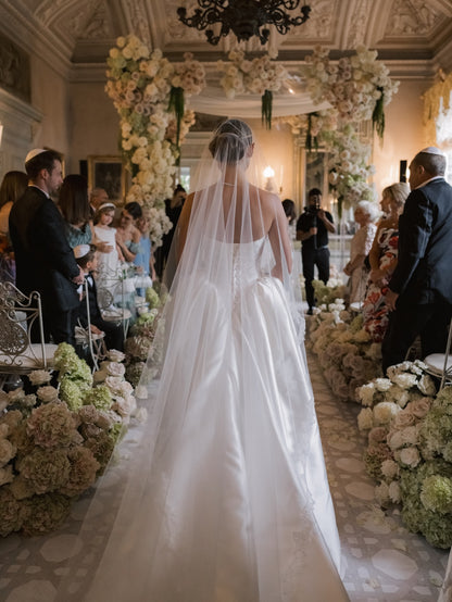 Strapless Basque Waist Ball Gown Wedding Dress