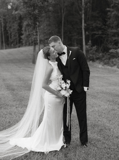Sleeveless High-Neck Sheath Wedding Gown with Sweep Train