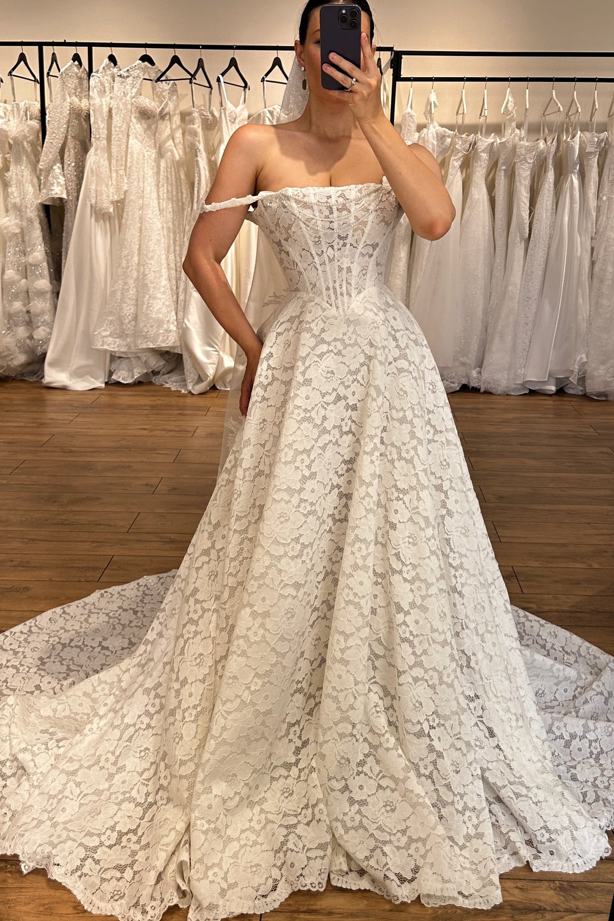 Corset Lace A-Line Wedding Dress with Train