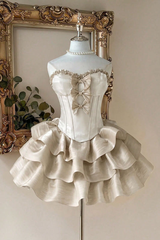 Strapless Corset Tiered Ruffle Mini Dress