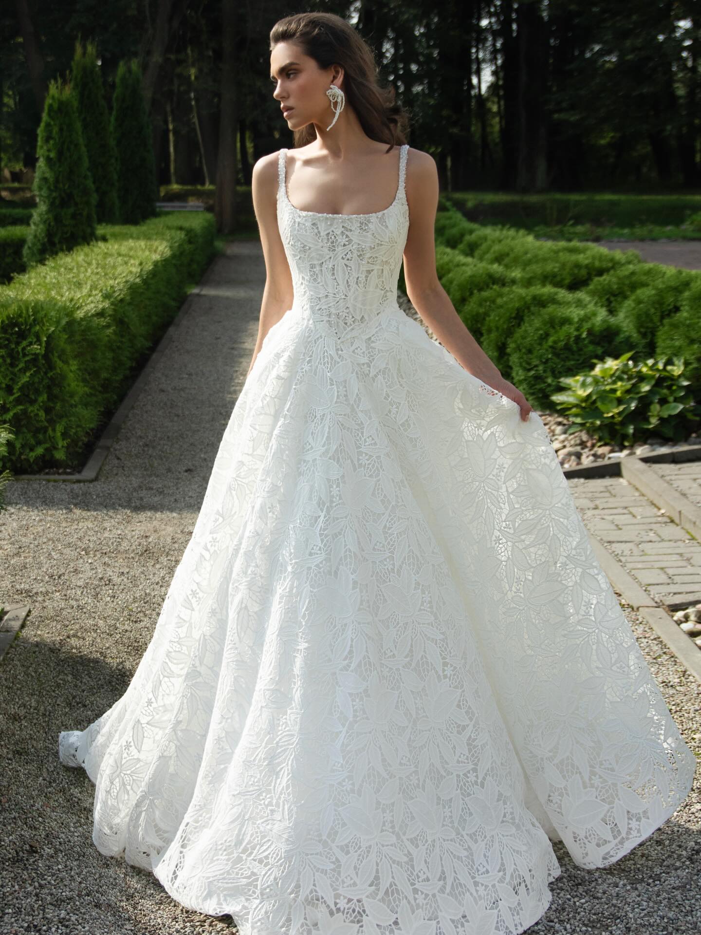 Square Neck Corset Lace A-Line Wedding Dress