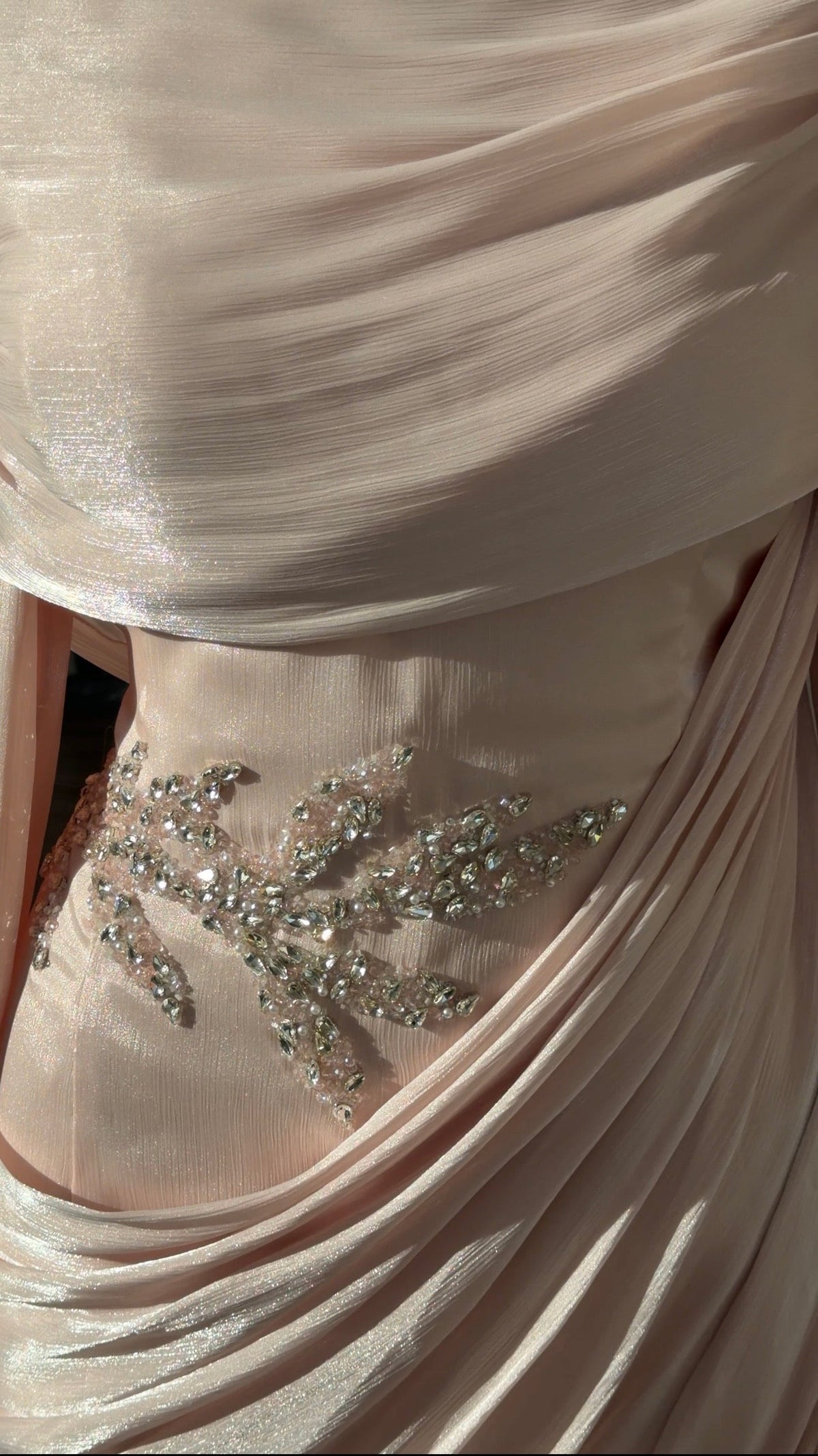 Draped Cowl Maxi Evening Gown with Beaded Waist