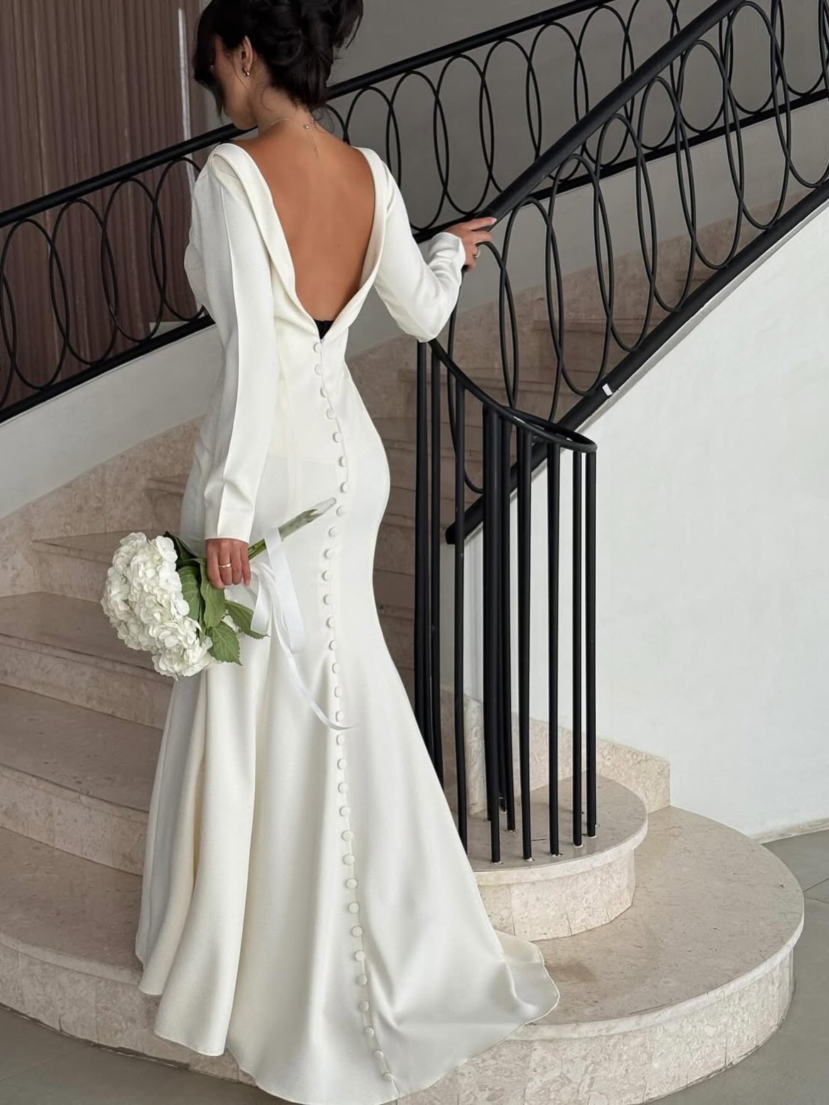 Long Sleeve Mermaid Wedding Dress with Open Back