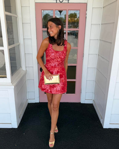 Sequin Square Neck Fit and Flare Mini Dress