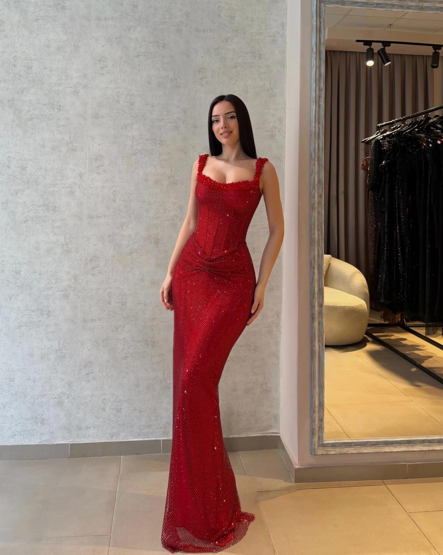 Sparkling Corset Sheath Evening Gown