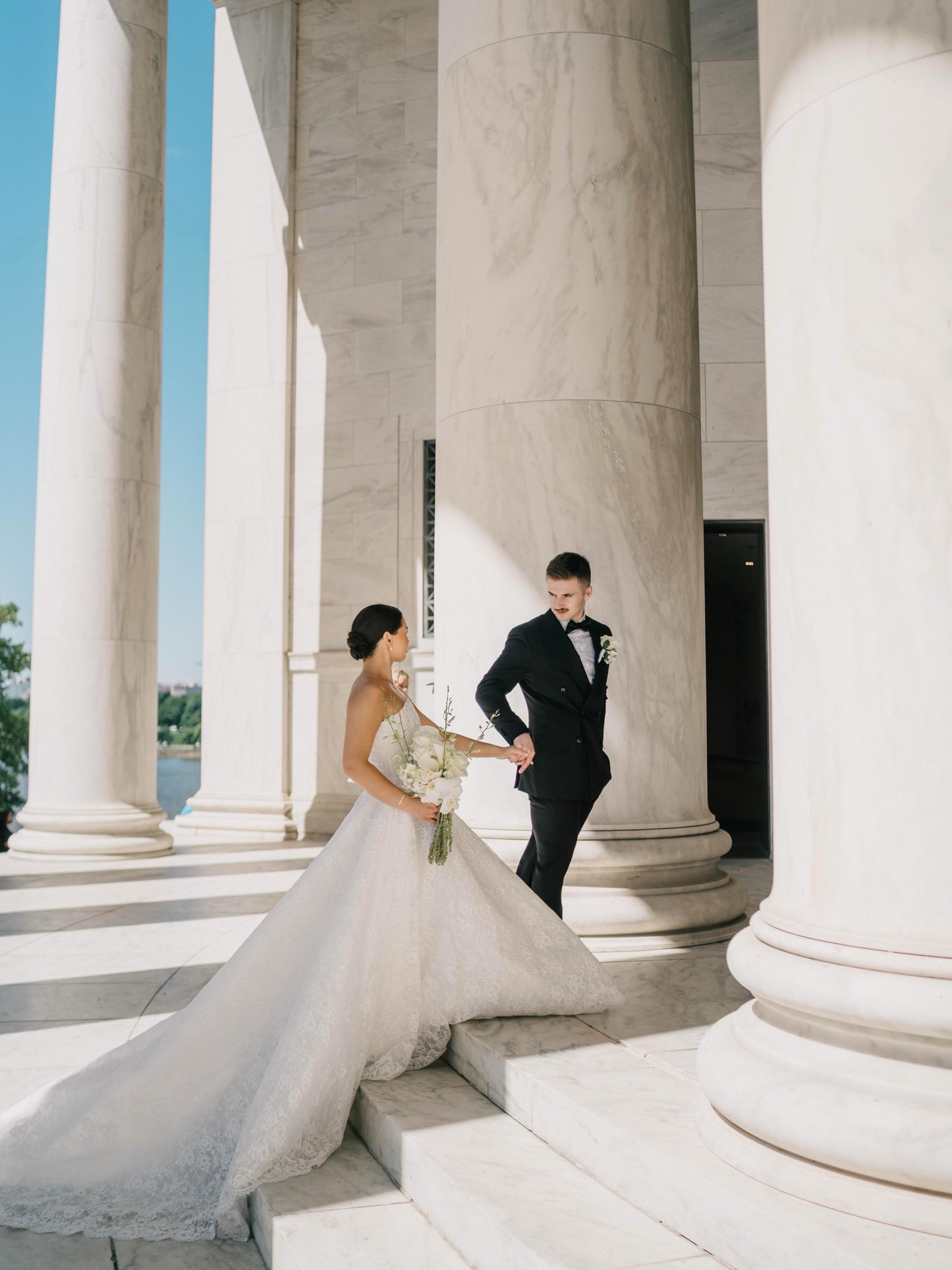 Strapless Lace Ball Gown Wedding Dress with Sleeves