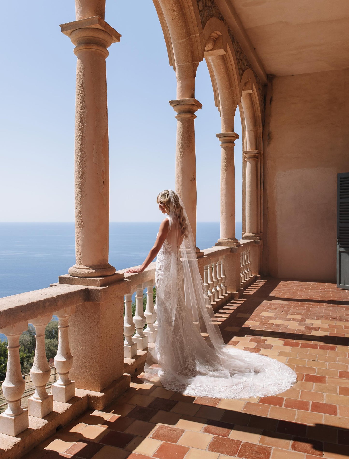 Embroidered Lace Sheath Wedding Dress with Train