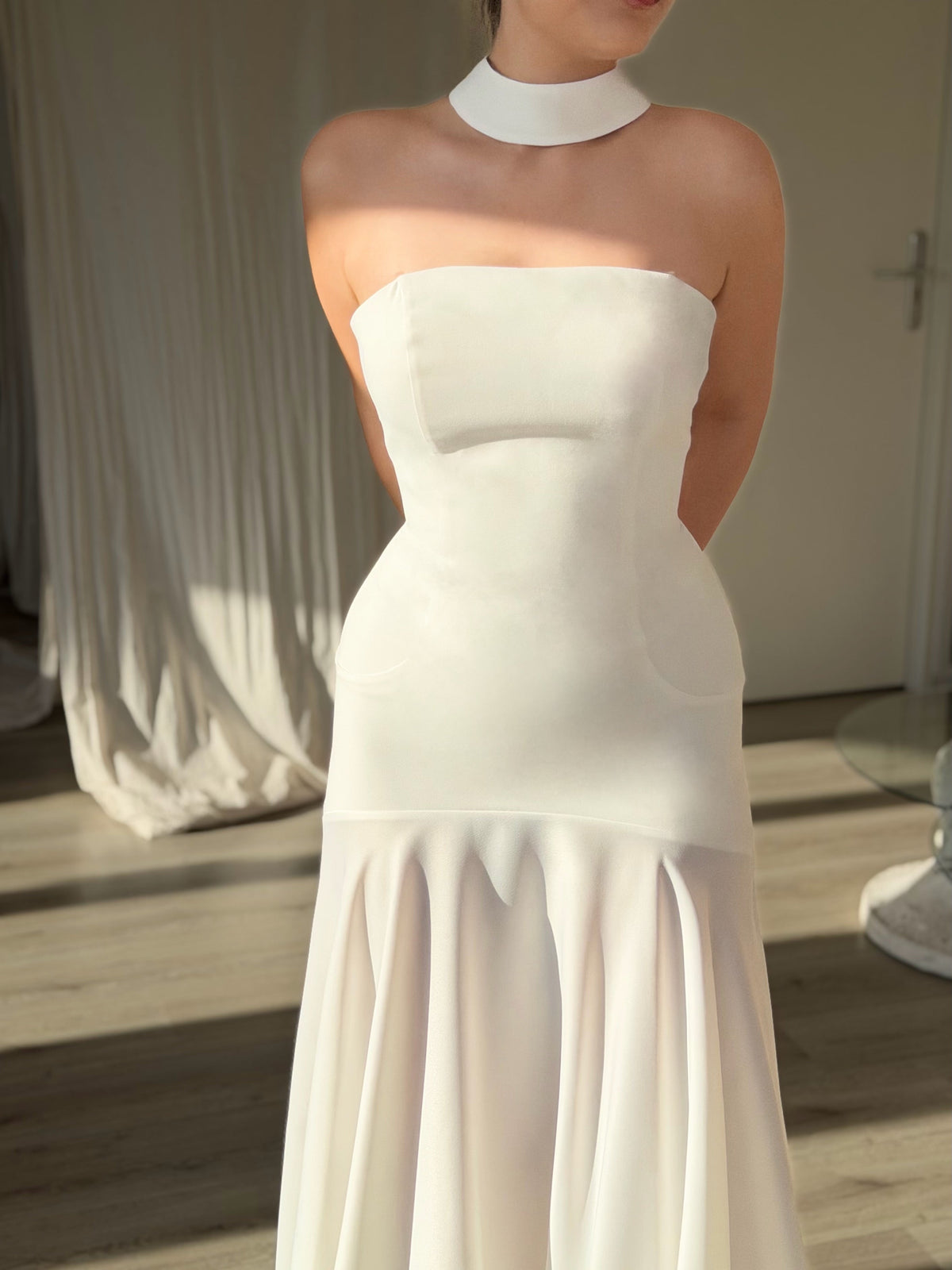 Strapless Trumpet Evening Dress with Choker