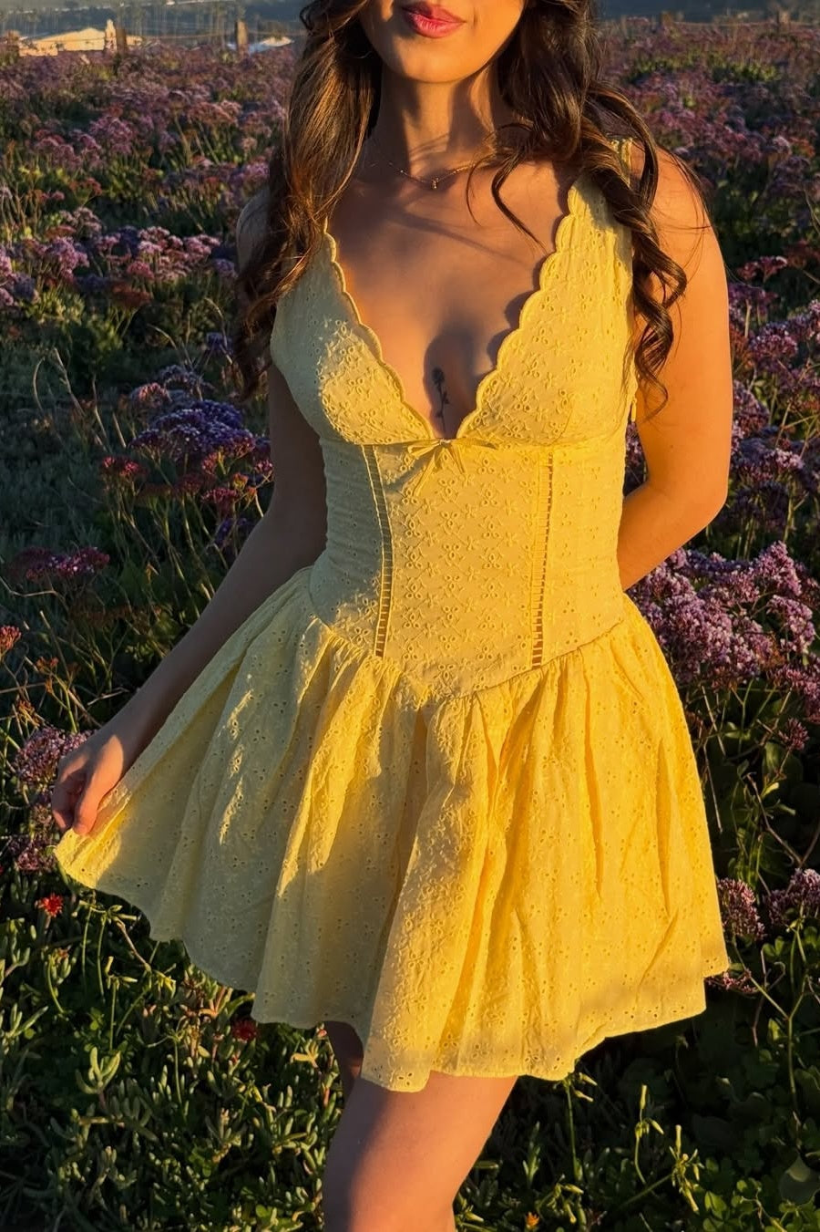 Eyelet Lace Corset Mini Dress