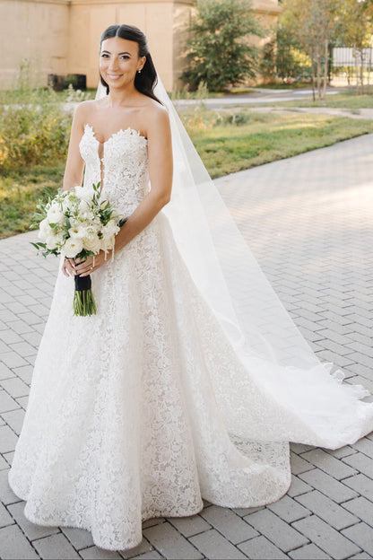 Strapless Lace A-Line Wedding Dress with Train