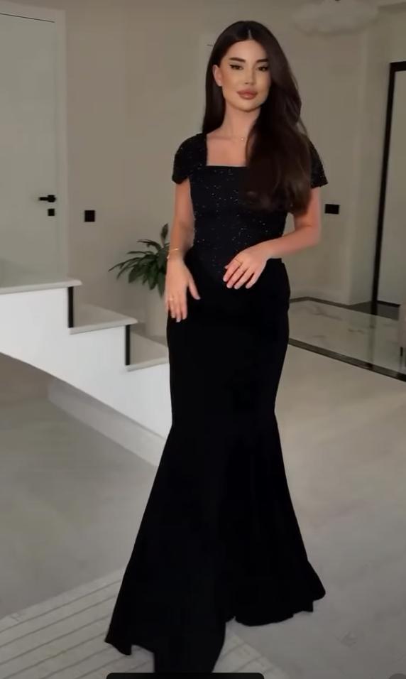 Square Neck Sequin Velvet Mermaid Gown