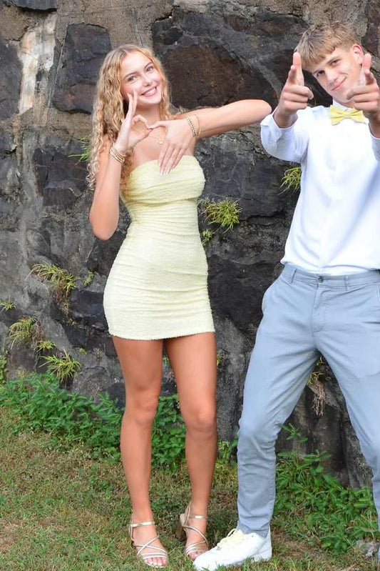 Strapless Sequin Ruched Bodycon Dress