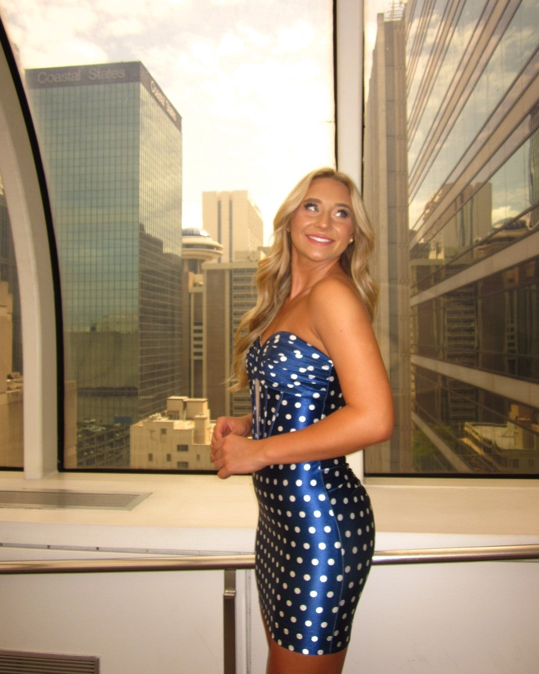 Strapless Polka Dot Corset Bodycon Mini Dress