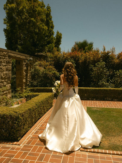 Strapless Satin A-Line Wedding Dress with Train