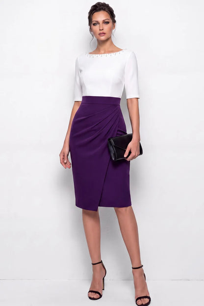 Embellished Bateau Neck Wrap Sheath Midi Dress