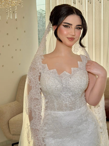 Scalloped Mermaid Wedding Dress with Cape
