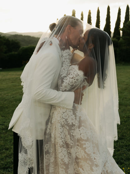 Floral Lace Long Sleeve A-Line Wedding Dress