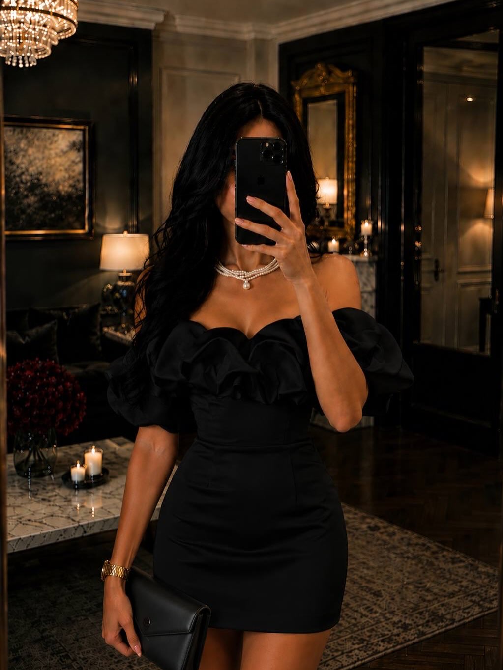 Ruffled Off-the-Shoulder Bodycon Mini Dress