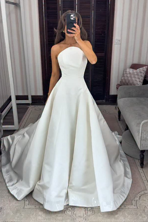 Strapless Satin Ball Gown Wedding Dress