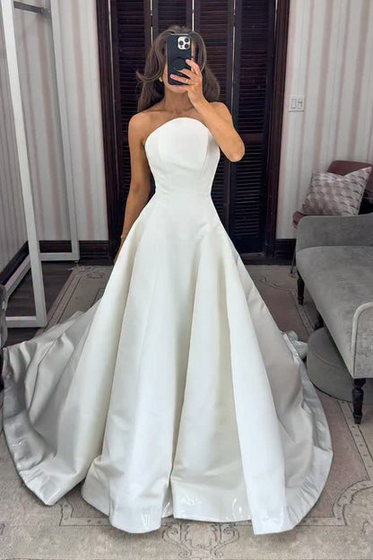 Strapless Satin Ball Gown Wedding Dress