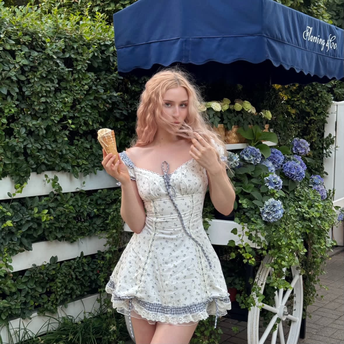 Floral Corset Mini Dress with Gingham Trim