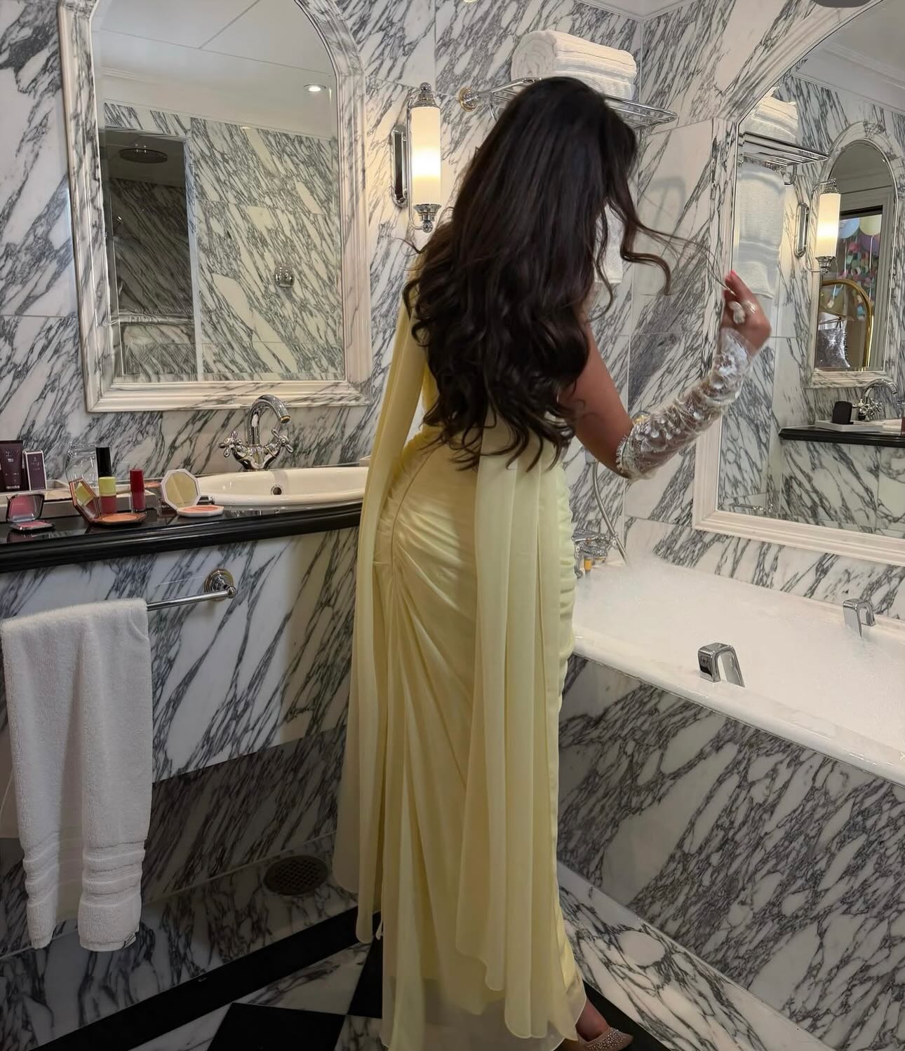Strapless Ruched Evening Gown with Matching Scarf