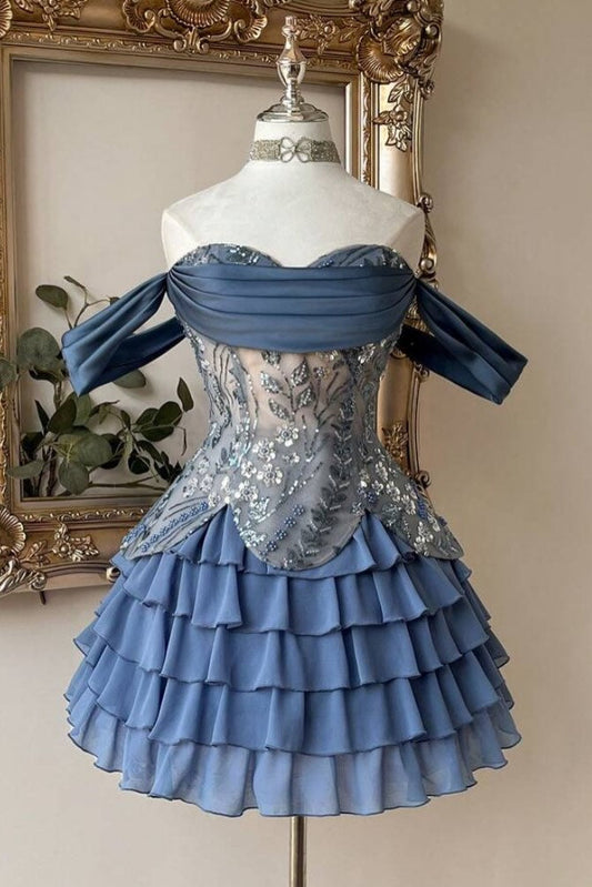 Tiered Ruffled Off-the-Shoulder Corset Mini Dress