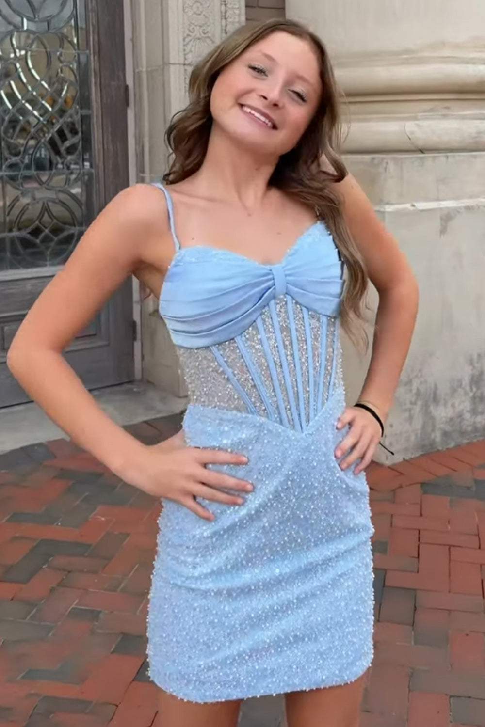 Sequin Corset Mini Dress with Spaghetti Straps