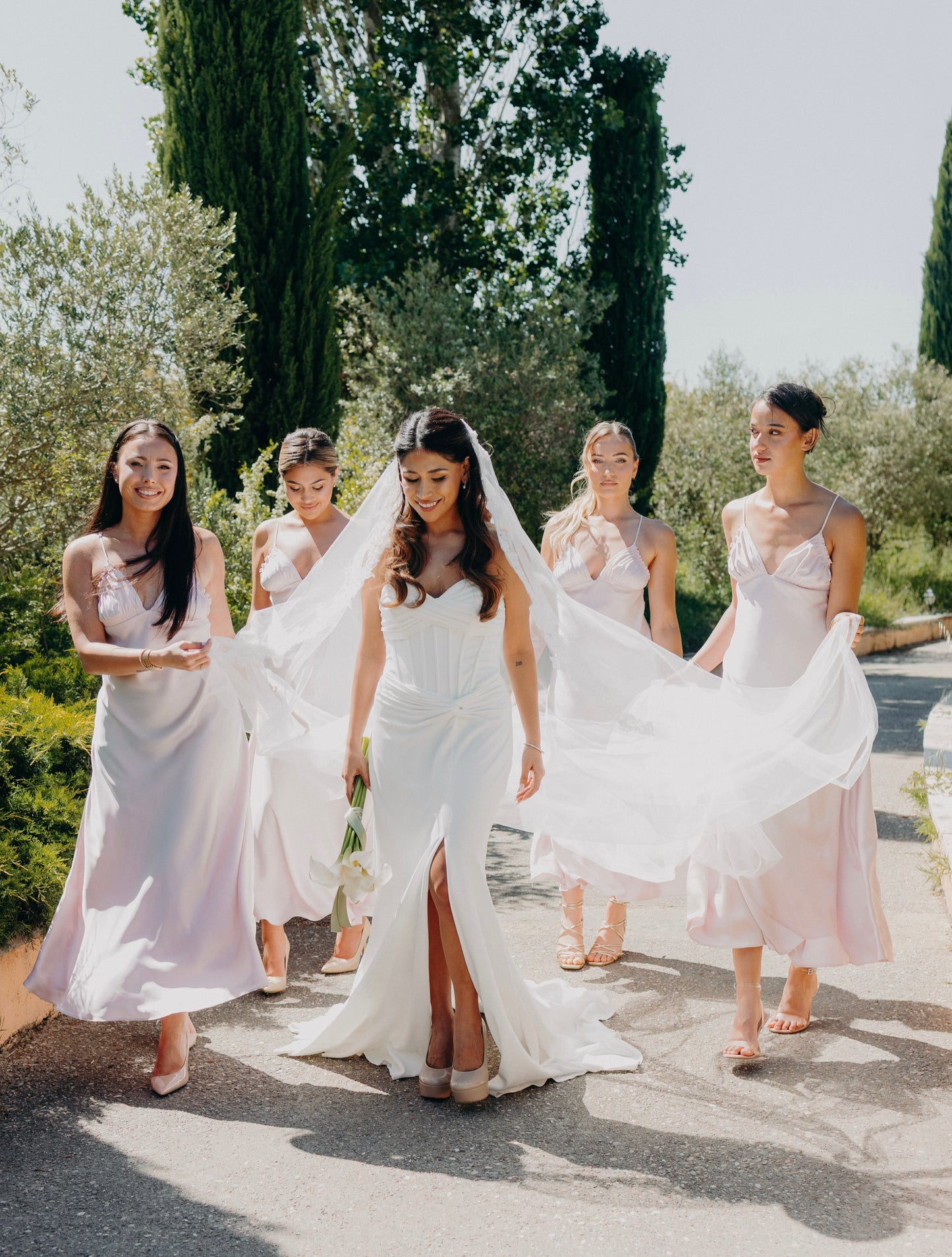Strapless Sweetheart Ruched Wedding Dress with Slit
