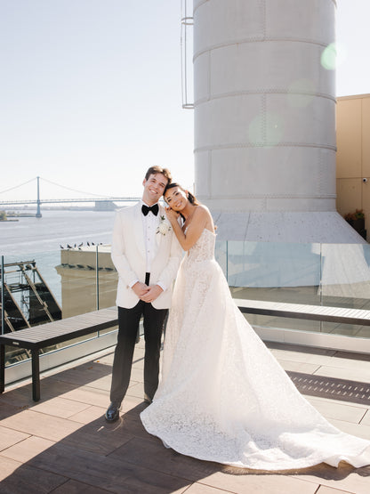 Strapless Lace A-Line Wedding Dress with Train