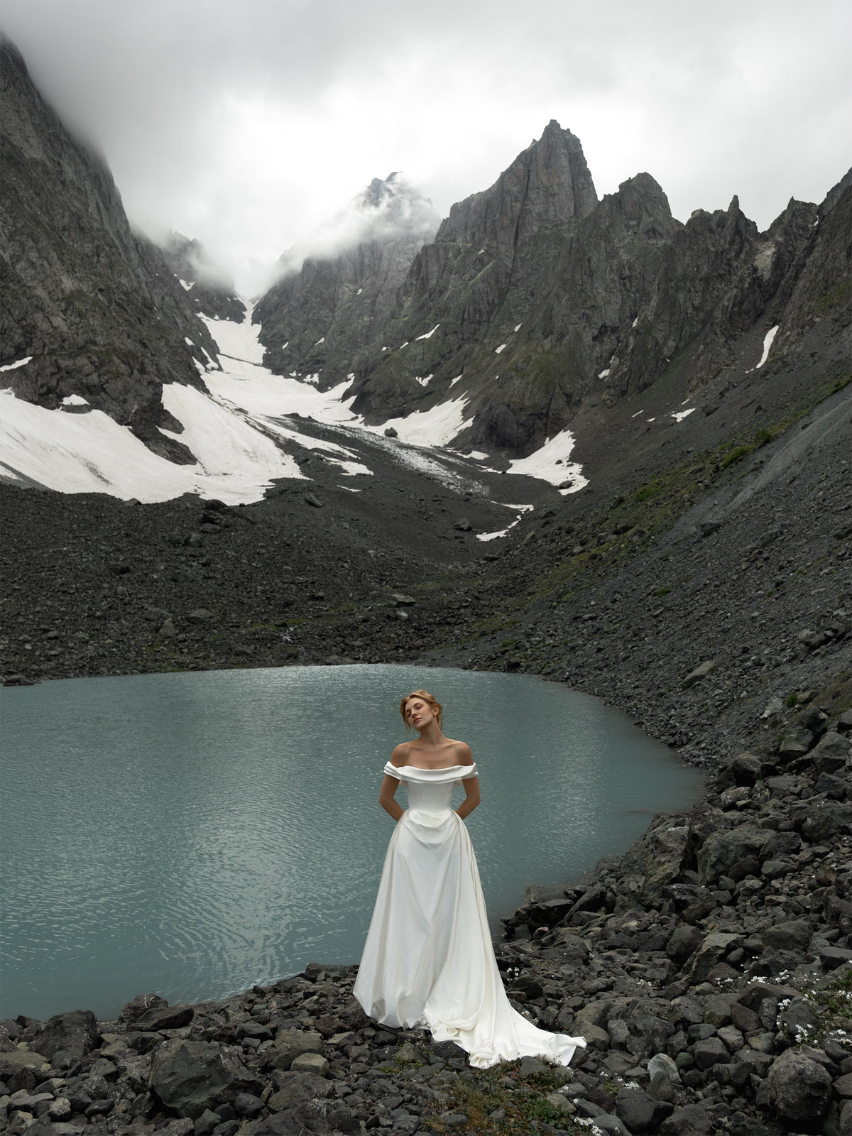 Strapless High-Low Satin Wedding Dress with Train