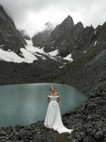 Strapless High-Low Satin Wedding Dress with Train