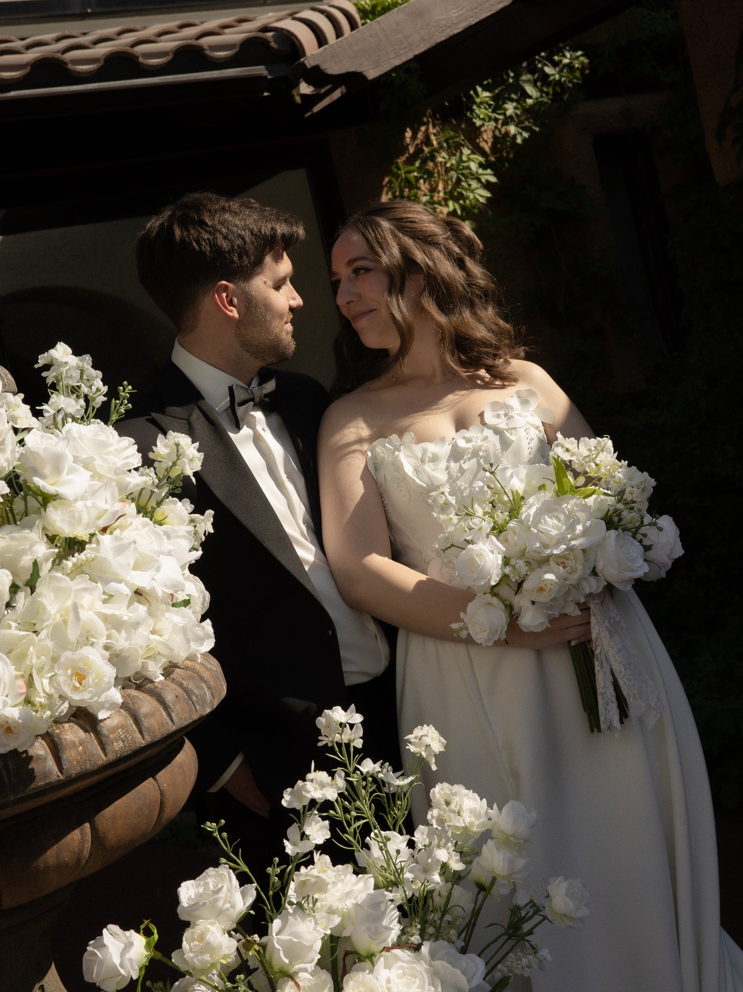 Strapless Satin A-Line Wedding Gown with Sweeping Train