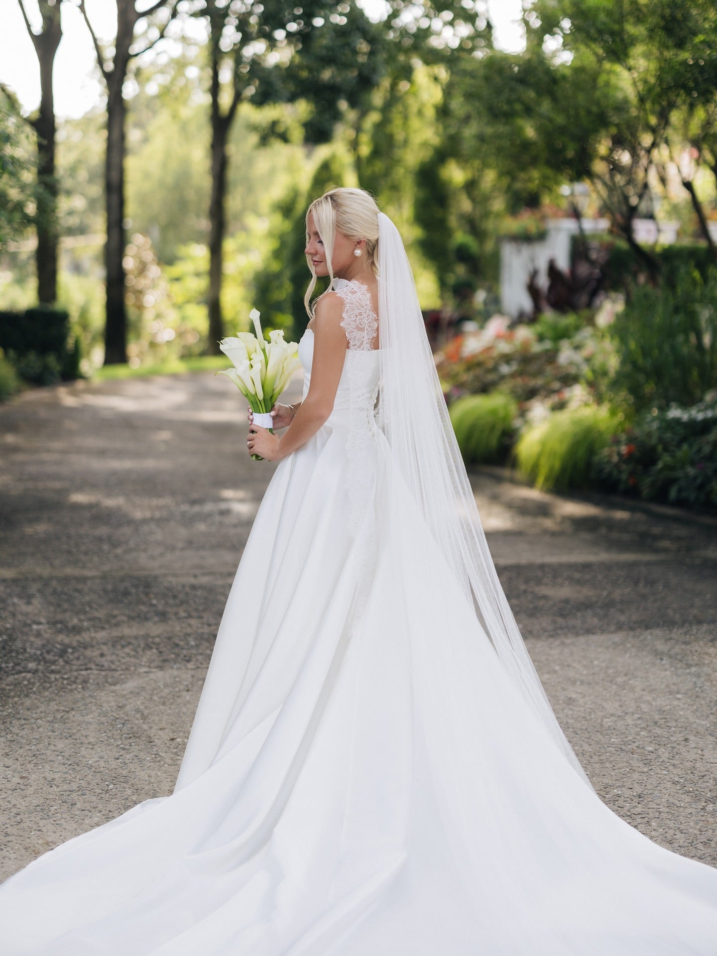 Satin A-Line Wedding Dress with Pleated Train Skirt