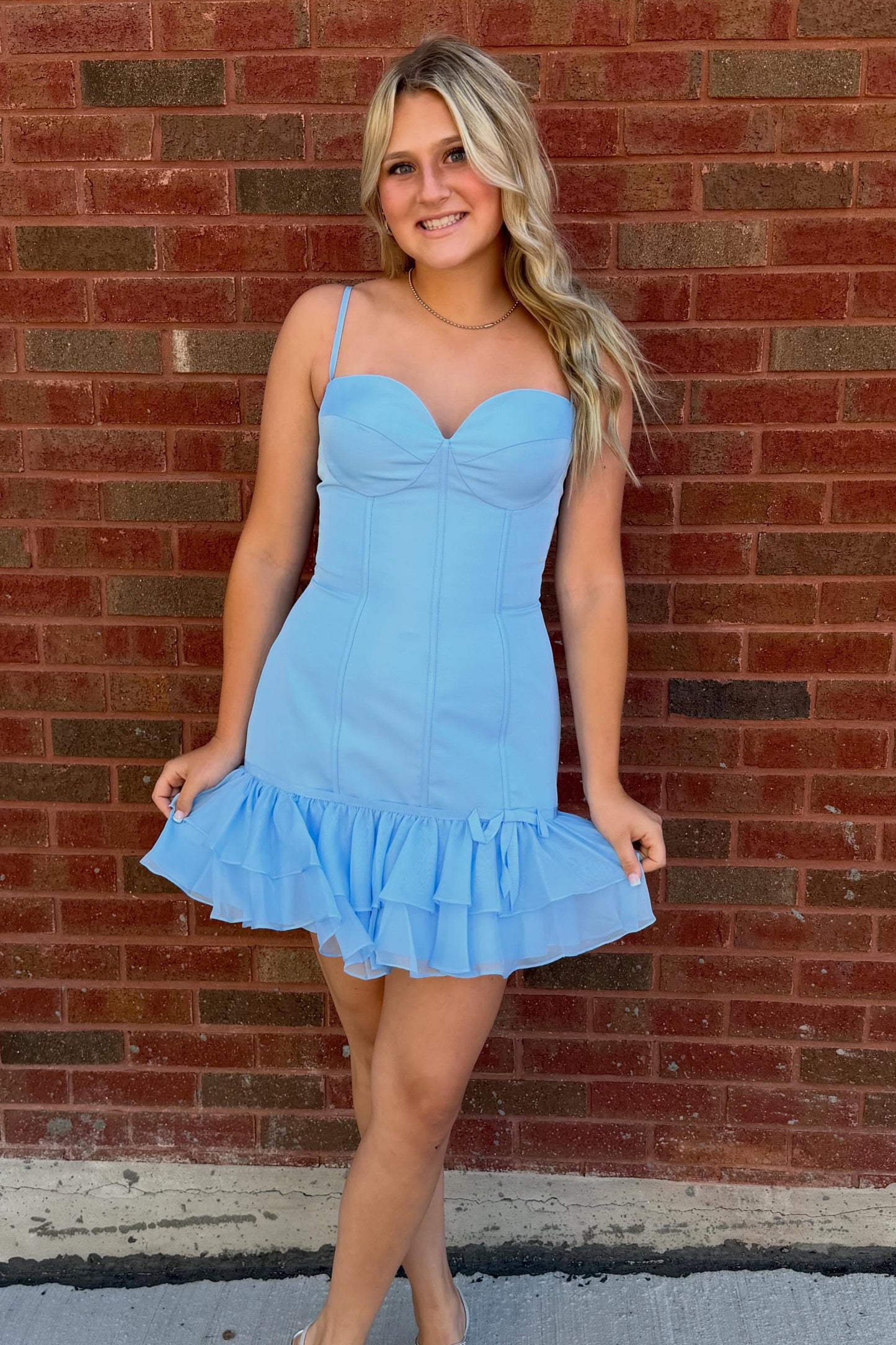 Sweetheart Corset Ruffled Mini Dress